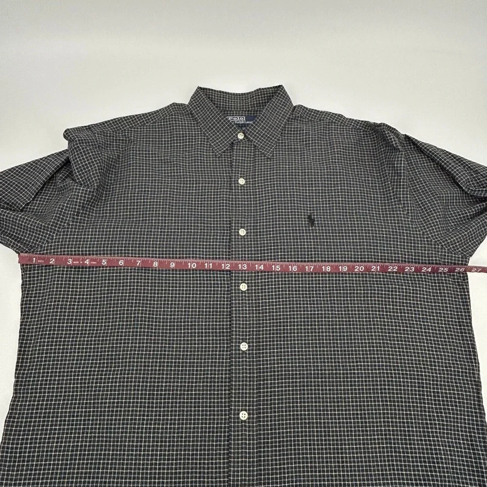 Polo by Ralph Lauren Lowell Sport Shirt Mens L Black Grid Check Button Up Preppy